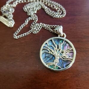 Harry Potter Albalone Shell Gold Chain tree pendant necklace